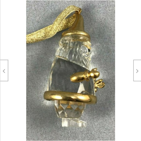 3" Santa Claus Christmas Ornament Lead Crystal 24 kt Gold Trim Handcrafted - Picture 3 of 8